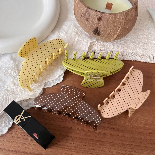 Heirloom Hair Claw - Polka Dots in Brown