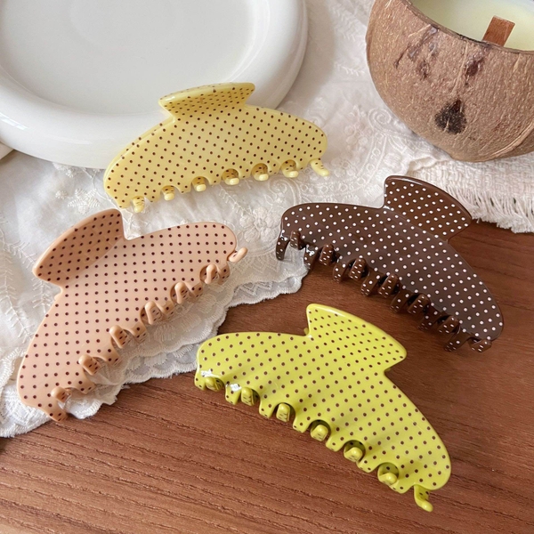 Heirloom Hair Claw - Polka Dots in Brown