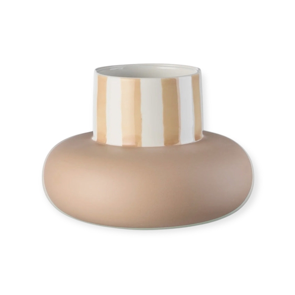 BAT TRANG - Ceramic Circle Vase In Striped Pink