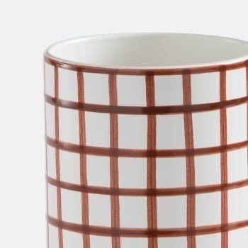 BAT TRANG - Ceramic Tall Checked Vase In Red