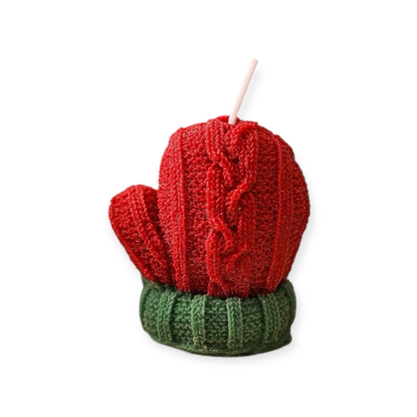 Christmas Candles - “Knit Mitten” in Red