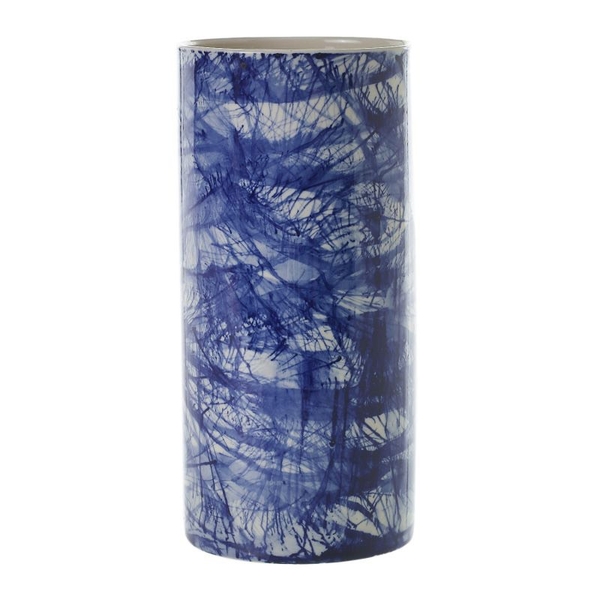 BAT TRANG - Ceramic Feather Pattern Vase in Blue