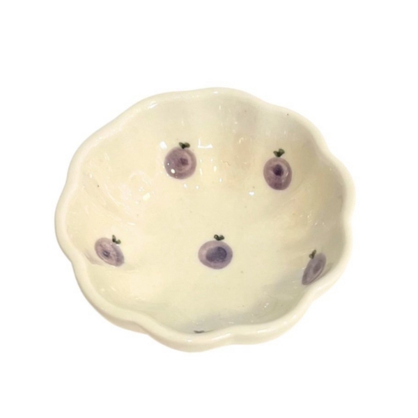 BAT TRANG - Ceramic Flower Shape Sauce Bowl in Blueberry