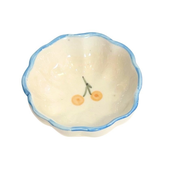BAT TRANG - Ceramic Flower Shape Sauce Bowl in Yellow Cherry