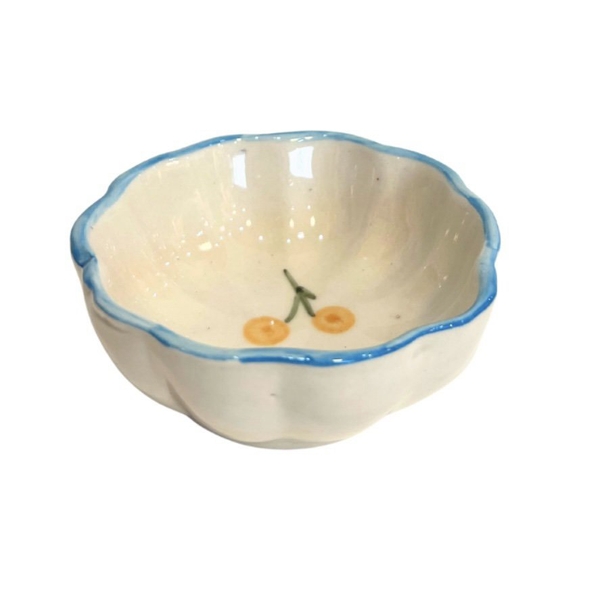 BAT TRANG - Ceramic Flower Shape Sauce Bowl in Yellow Cherry