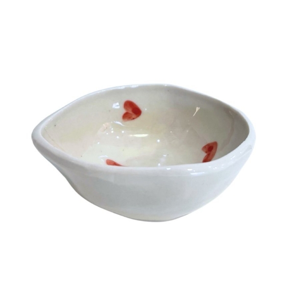 BAT TRANG - Ceramic Free Shape Sauce Bowl in Red Heart
