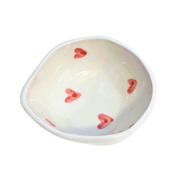 BAT TRANG - Ceramic Free Shape Sauce Bowl in Red Heart