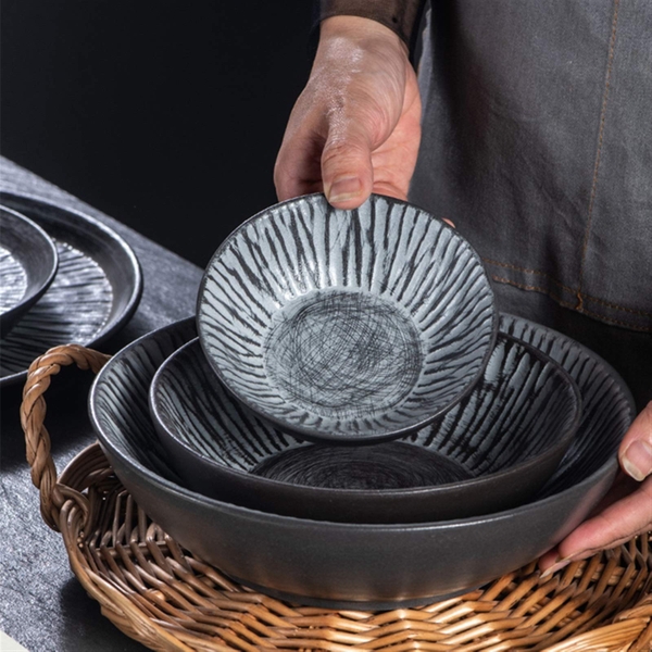 BAT TRANG - Ceramic Thick Bowl In Grey