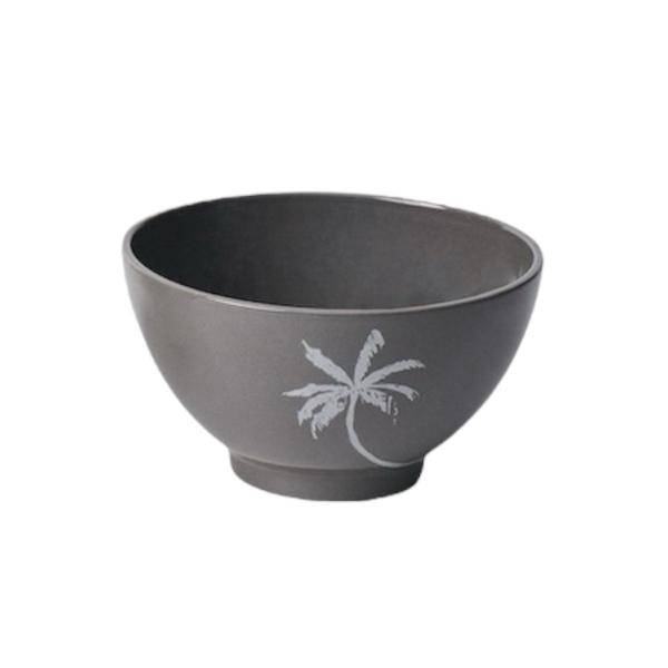 BAT TRANG - Ceramic Palm Tree Bowl in Charcoal