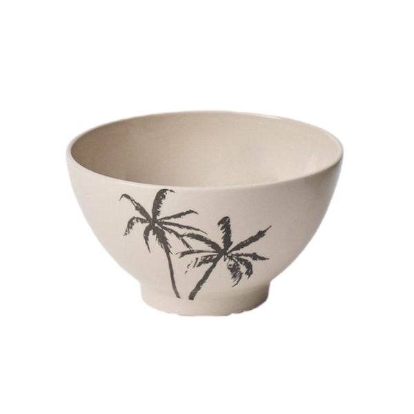 BAT TRANG - Ceramic Palm Tree Bowl in Ivory