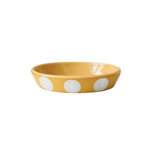 BAT TRANG - Ceramic Polka Dots Sauce Bowl in Mustard