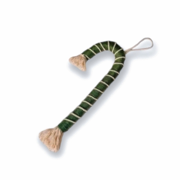 Christmas Ornament - Macrame Candy Cane in Green