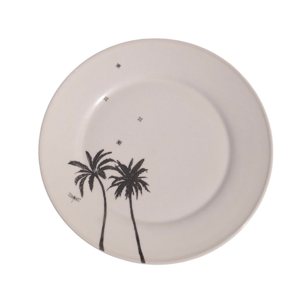 BAT TRANG - Ceramic Palm Tree Plate In Ivory