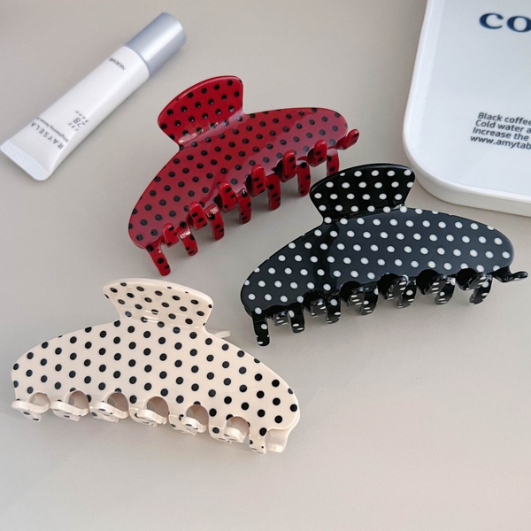 Heirloom Hair Claw - Polka Dots in Black