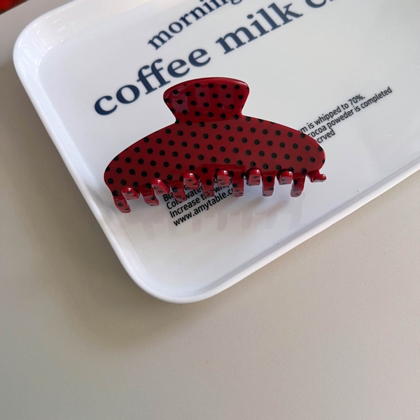 Heirloom Hair Claw - Polka Dots in Red