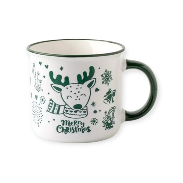 Christmas Short Mug - Reindeer In Green