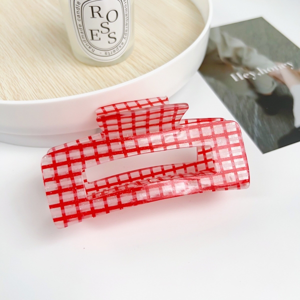 Rectangle Hair Claw - Red Gingham