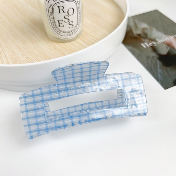Rectangle Hair Claw - Blue Gingham