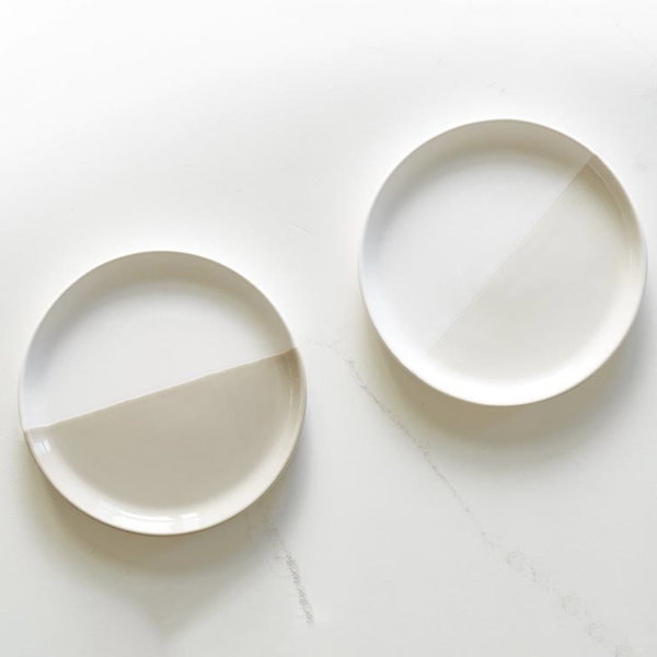 BAT TRANG - Ceramic Two Tone Plate In Beige