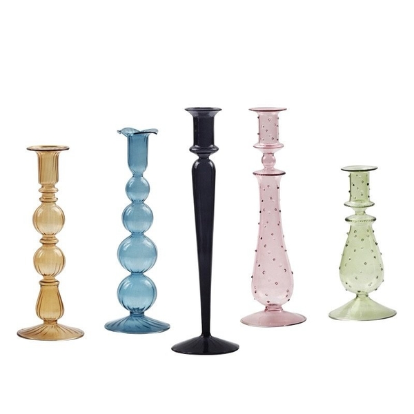 Tall Glass Candle Holder In Yellow