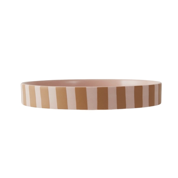 BAT TRANG - Round Tray in Striped Pink
