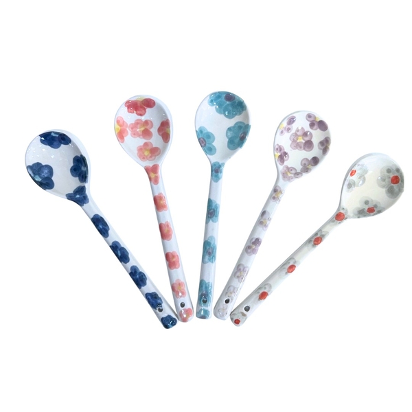BAT TRANG - Ceramic Spoon in Grey Flower