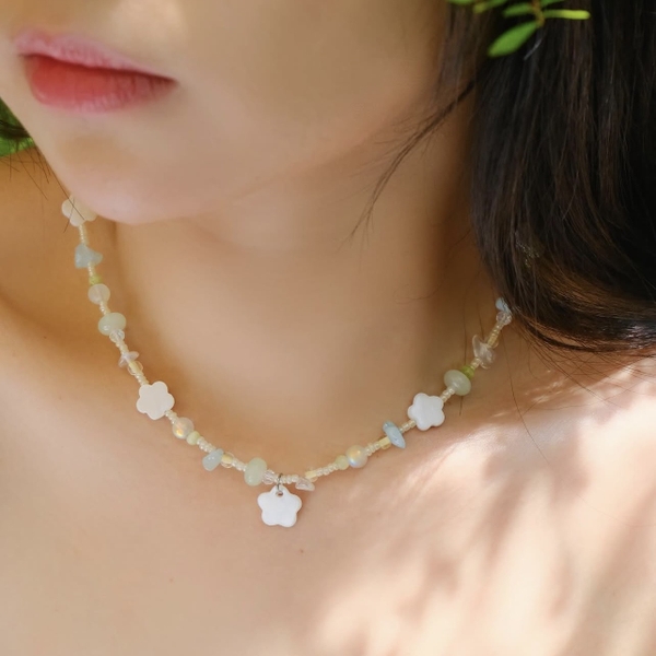 MERMAID - 'Lani Mint' Natural Gemstone & Glass Bead Necklace