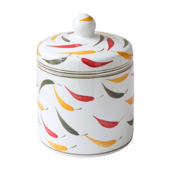 BAT TRANG - Ceramic Jar With Lid in Colorful Chillies