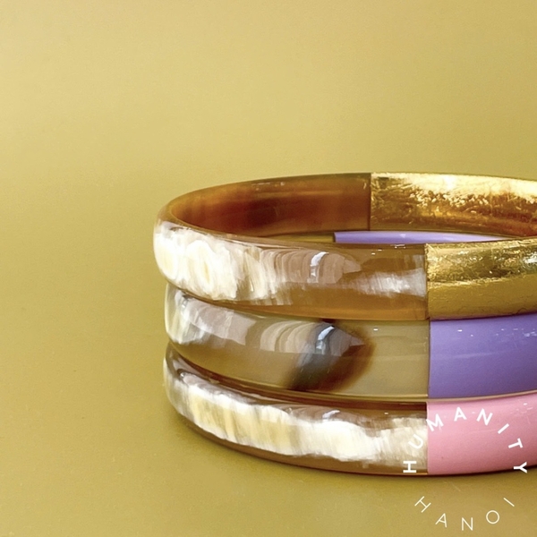 AZIET -  Buffalo Horn & Lacquer Small Flat Bracelet in Lemon