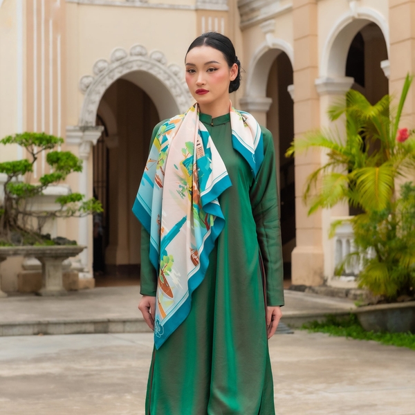 LA'ARTISAN - 'Sông Sài Gòn - Saigon River' Double-Sided Square Scarf