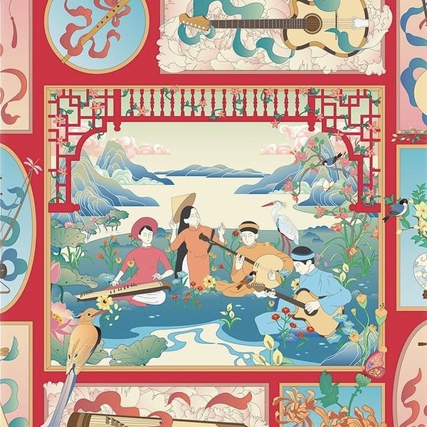 LA'ARTISAN - 'Đờn Ca Tài Tử' Double-Sided Square Scarf