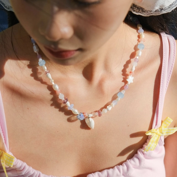 MERMAID - 'Aura' Natural Gemstone & Glass Bead Necklace