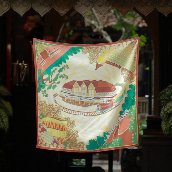 LA'ARTISAN - 'Ga Đà Lạt - Da Lat Train Station' Double-Sided Square Scarf