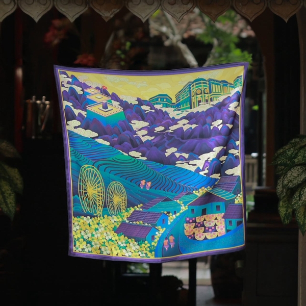 LA'ARTISAN - 'Sa Pa' Double-Sided Square Scarf