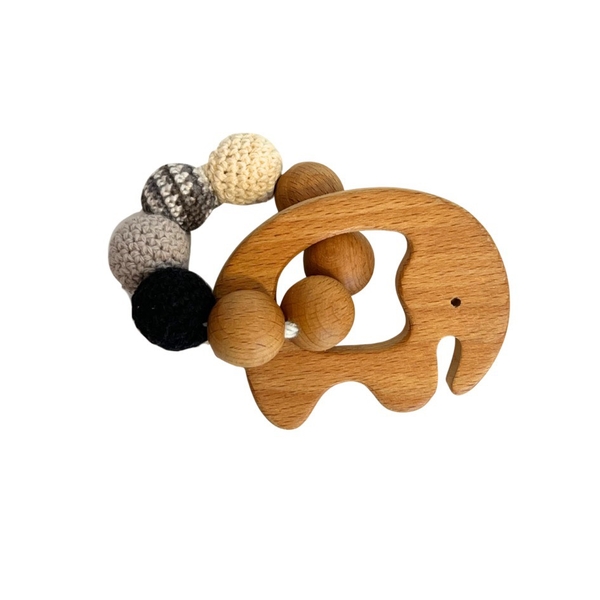 Baby Crochet Teething Toy in Elephant