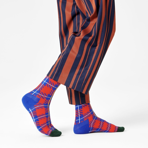 CHRISTMAS - 'Red & Navy Tartan' Holiday Crew Socks