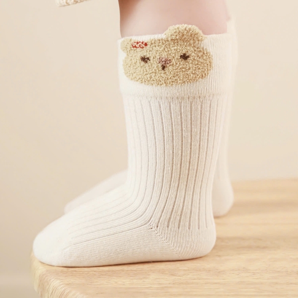 BABY CREW SOCKS - Brown Bear In White
