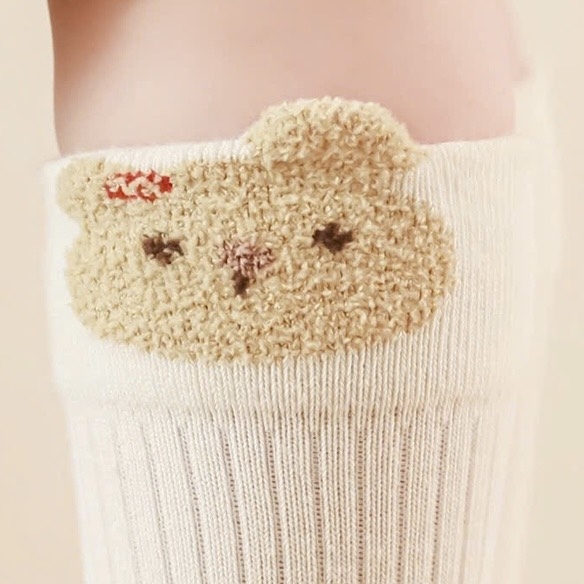 BABY CREW SOCKS - Brown Bear In White