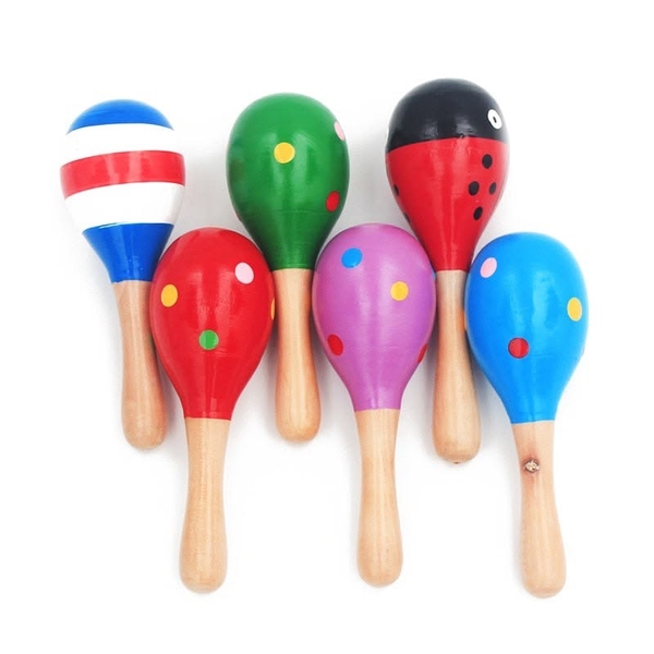 Baby Maracas Wood Toy in Purple With Star