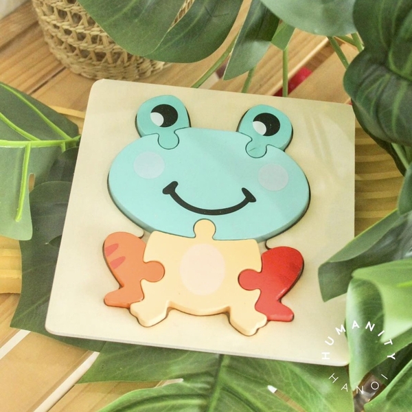 Montessori Wooden Baby Toy 3D Puzzle - Frog