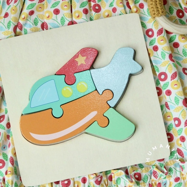 Montessori Wooden Baby Toy 3D Puzzle - Plane