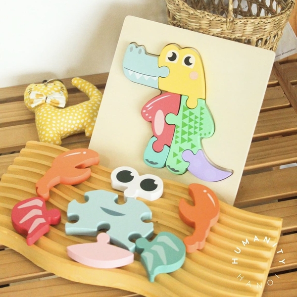 Montessori Wooden Baby Toy 3D Puzzle - Crocodile