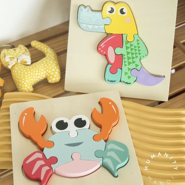 Montessori Wooden Baby Toy 3D Puzzle - Crocodile