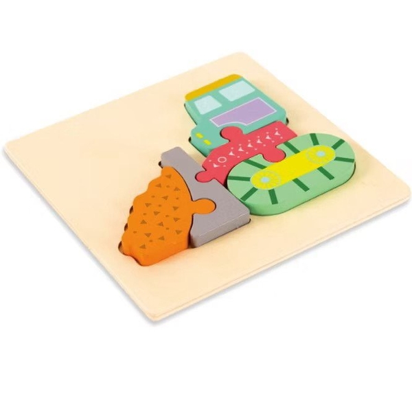 Montessori Wooden Baby Toy 3D Puzzle - Bulldozer