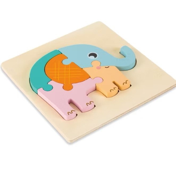 Montessori Wooden Baby Toy 3D Puzzle - Elephant