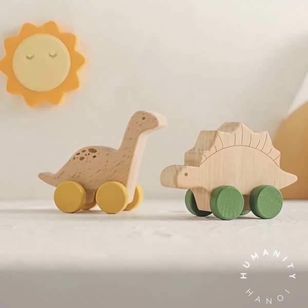 Children's Yellow Tanystropheus Wooden Toy Car