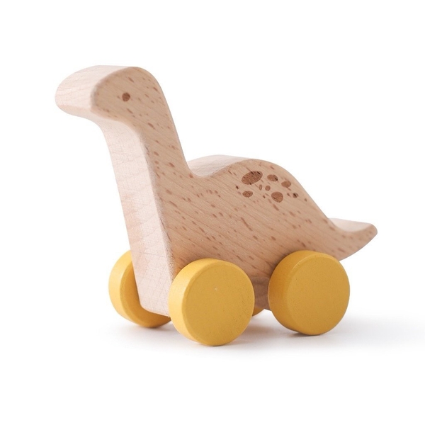 Children's Yellow Tanystropheus Wooden Toy Car