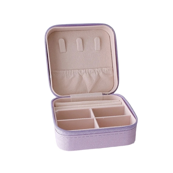 Square Jewelry Box In Lilac With Colorful Tweed
