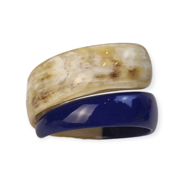AZIET -  Buffalo Horn & Lacquer Twisted Bracelet in Navy