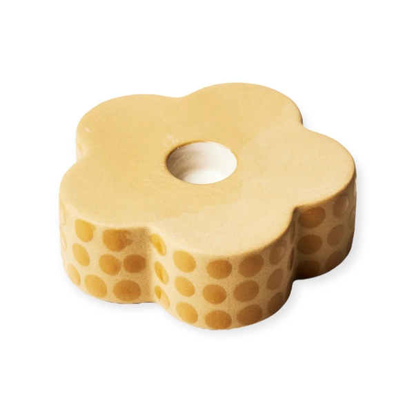 BAT TRANG -  Flower Ceramic Candle Holder In Yellow